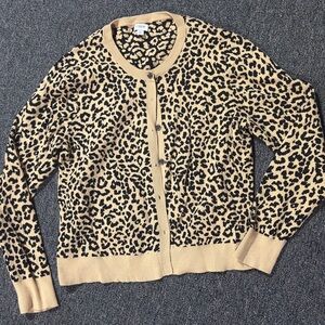 J. Crew Leopard Print Cardigan - Tan and Black